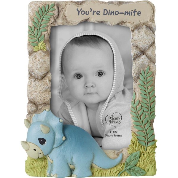 Precious Moments 8.5 in. Resin & Glass Triceratops Dinosaur Photo Frame Multi Color 223406 - main